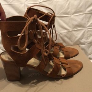Marc Fisher Brown Suede Lace Up Sandals